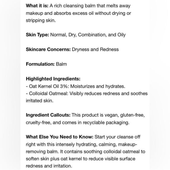 $9βπ The Inkey List Oat Cleansing Balmβ π FULL SZ - Picture 3 of 3